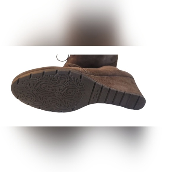 Clarks Bendables Boots Brown Suede Wedge Lace Up Ankle Wedge - Picture 3 of 8